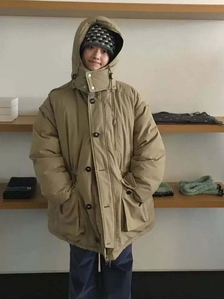 Moodal Multi-Wear Detachable Sleeve Hat down Jacket Outerwear Korean Style Nylon Fabric Duck down Filling Warm Long ...
Moodal Multi-Wear Detachable Sleeve Hat down Jacket Outerwear Korean Style Nylon Fabric Duck down Filling Warm Long ...