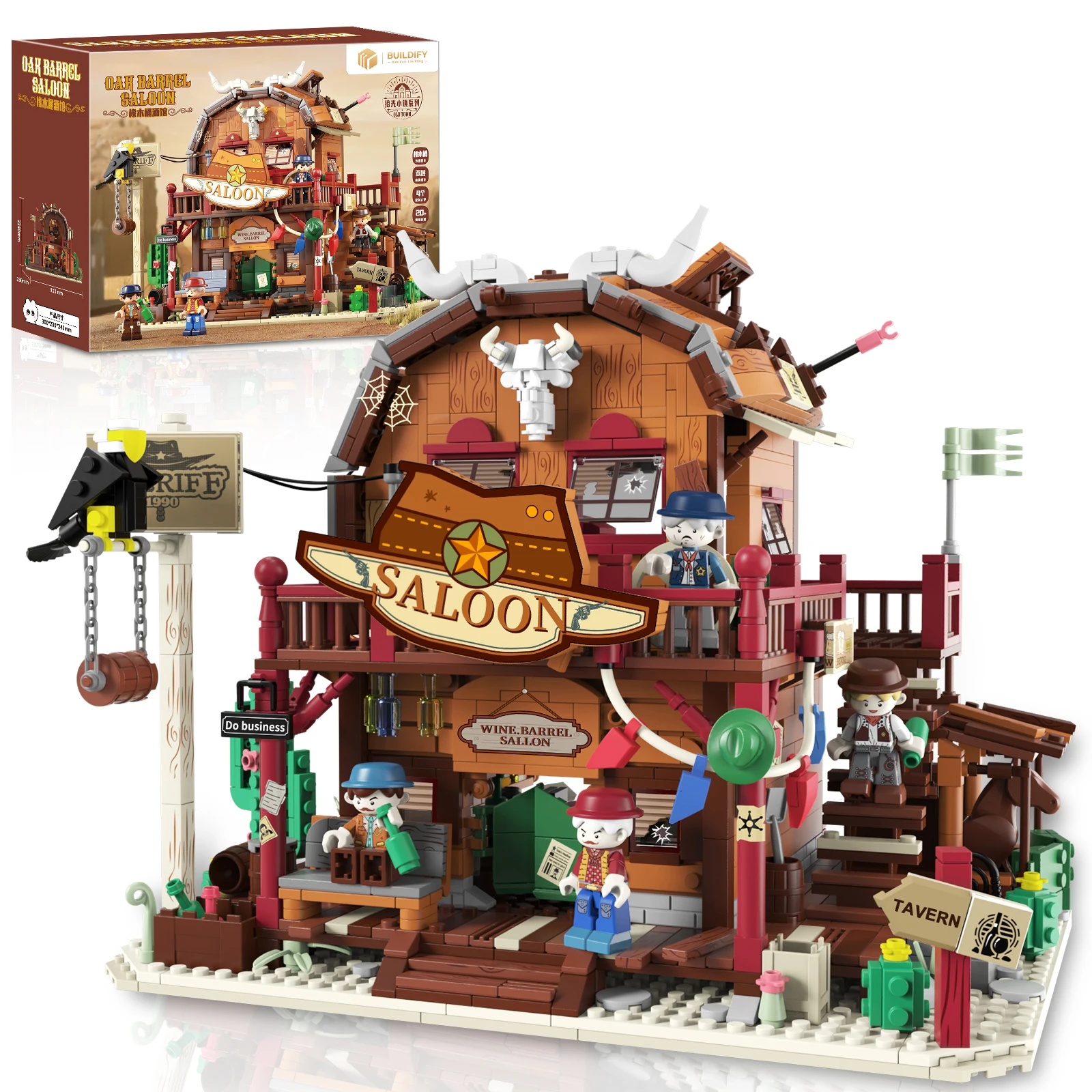 1515Pcs Oak Barrel Saloon Building Blocks Set: Vintage Architectural Model w/ Cowboy Minifigures - Ideal Christmas gift for kid
1515Pcs Oak Barrel Saloon Building Blocks Set: Vintage Architectural Model w/ Cowboy Minifigures - Ideal Christmas gift for kid