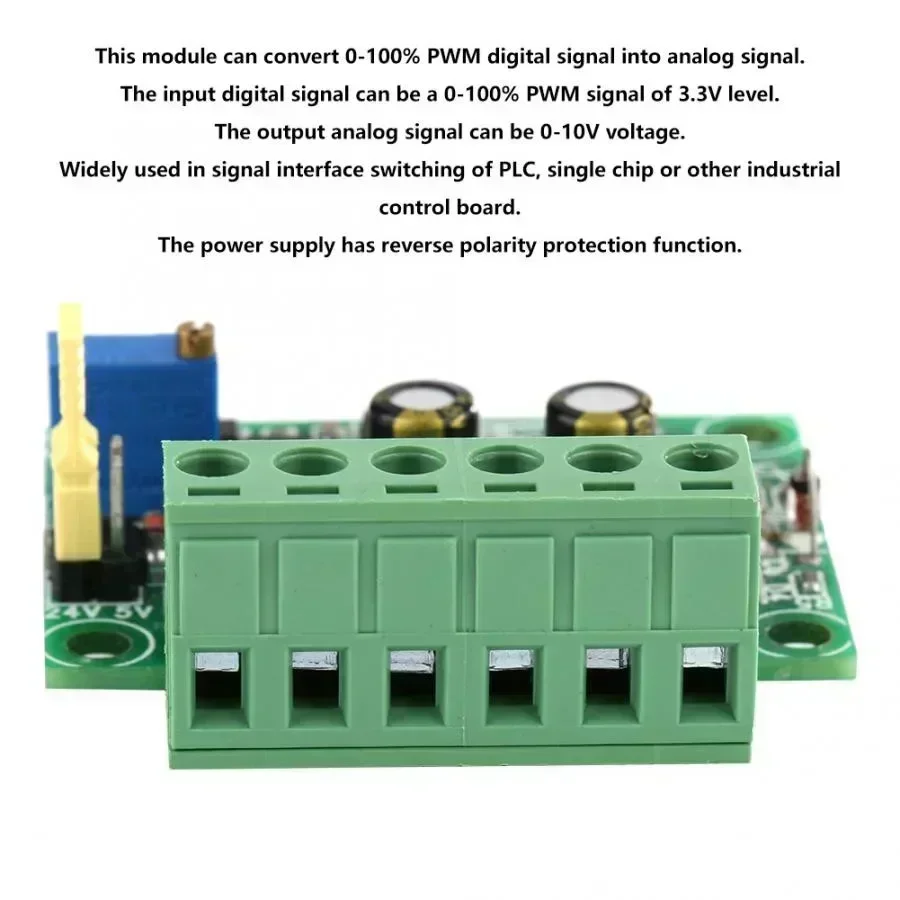 3 3P 5V PWM Signal To Analog Voltage Converter Module For Industrial Applications With Jump Pin And Reverse Polarity Protection
3 3P 5V PWM Signal To Analog Voltage Converter Module For Industrial Applications With Jump Pin And Reverse Polarity Protection