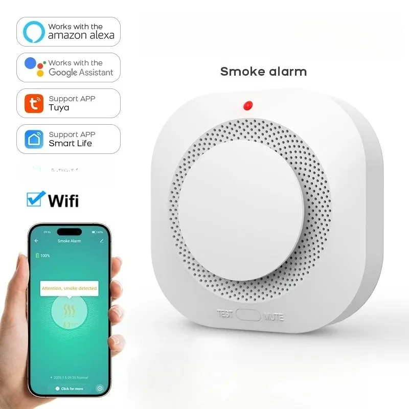 Умный Wi-Fi датчик дыма, пожарный извещатель, устройство для домашней безопасности, совместимое с приложением Smart Life, система безопасности
Умный Wi-Fi датчик дыма, пожарный извещатель, устройство для домашней безопасности, совместимое с приложением Smart Life, система безопасности