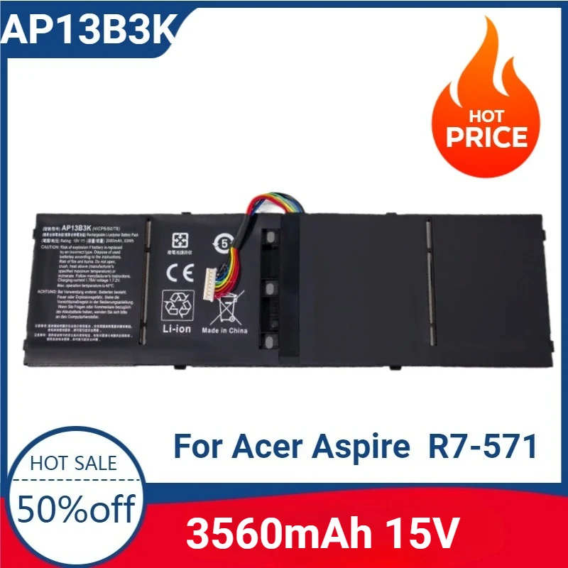 New High-quality 15V 53WH New Laptop Battery AP13B3K for Acer Aspire R7-571 V5 -472G 473G 573G 572P AP13B8K
New High-quality 15V 53WH New Laptop Battery AP13B3K for Acer Aspire R7-571 V5 -472G 473G 573G 572P AP13B8K