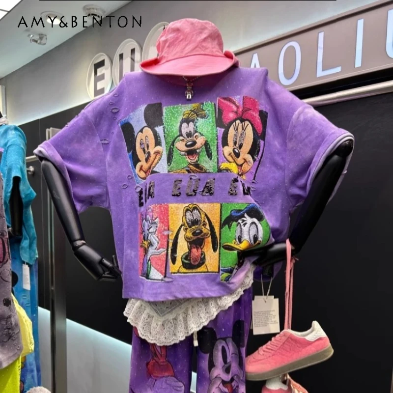 European Summer T Shirts Heavy Industry Diamond Drills Cartoon Family Fashion Short-sleeved T-shirt Women's Loose Short Top 4479
European Summer T Shirts Heavy Industry Diamond Drills Cartoon Family Fashion Short-sleeved T-shirt Women's Loose Short Top 4479