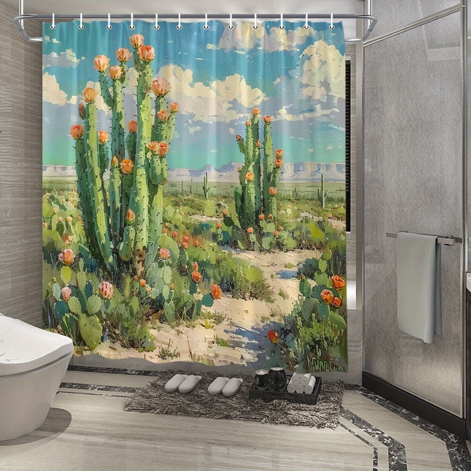 Водонепроницаемая занавеска для душа Desert Bloom Cactus Landscape для декора ванной комнаты со стильным дизайном и прочным материалом
Водонепроницаемая занавеска для душа Desert Bloom Cactus Landscape для декора ванной комнаты со стильным дизайном и прочным материалом