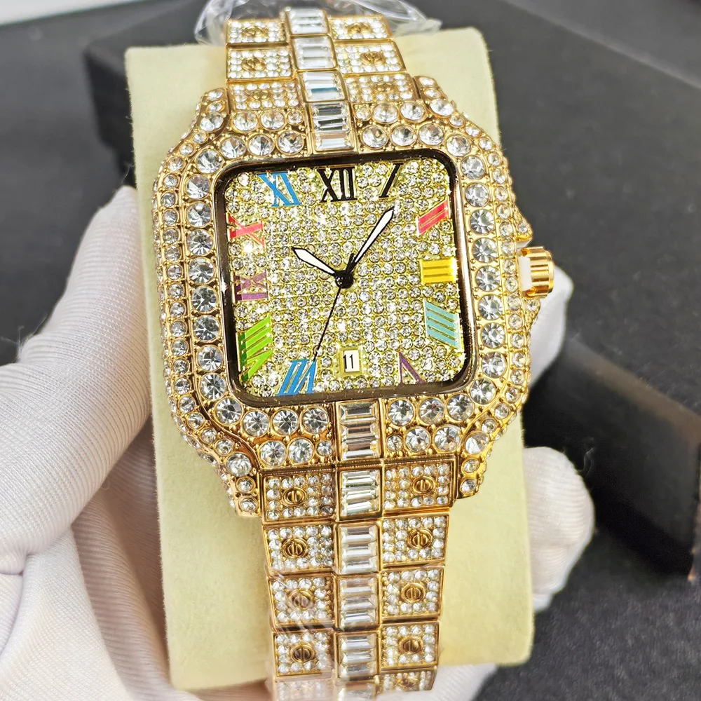 Full Diamond High Quality NO Logo Hot Fashion Quartz Watch Men Brand Hip Hop Iced Out Bling Square Wristwatch for Man Jewelry
Full Diamond High Quality NO Logo Hot Fashion Quartz Watch Men Brand Hip Hop Iced Out Bling Square Wristwatch for Man Jewelry