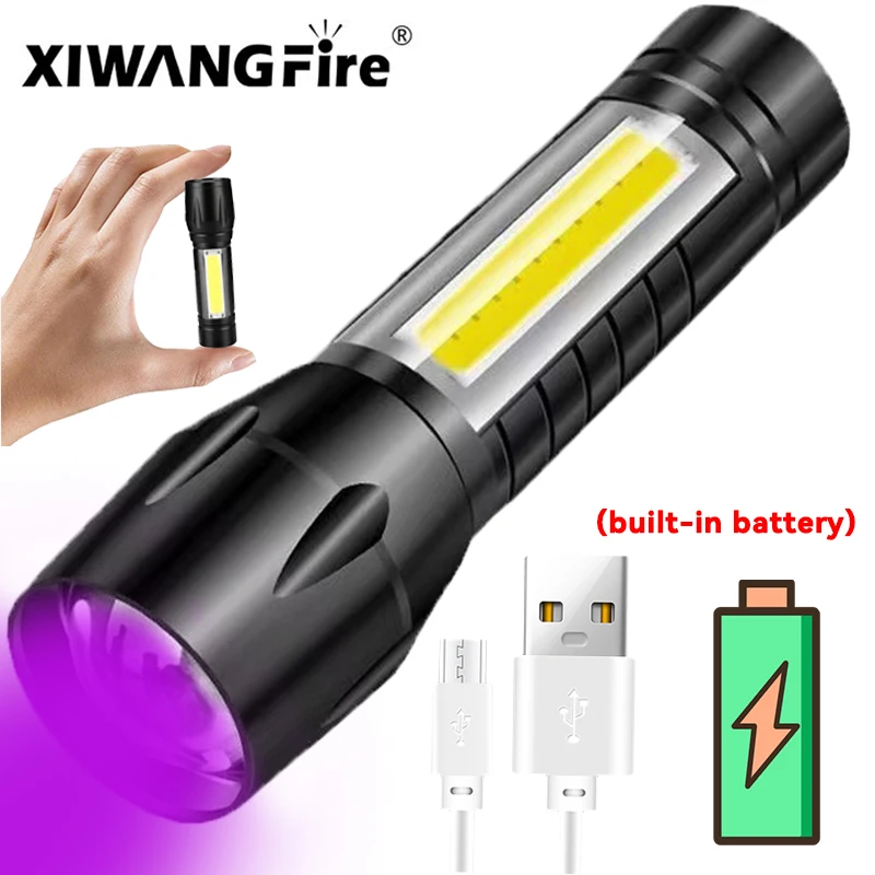 Мини-фонарик светодиодный + COB UV с переменным фокусом 395/нм, фонарик с USB-зарядкой, инструмент для обнаружения пятен мочи
Мини-фонарик светодиодный + COB UV с переменным фокусом 395/нм, фонарик с USB-зарядкой, инструмент для обнаружения пятен мочи