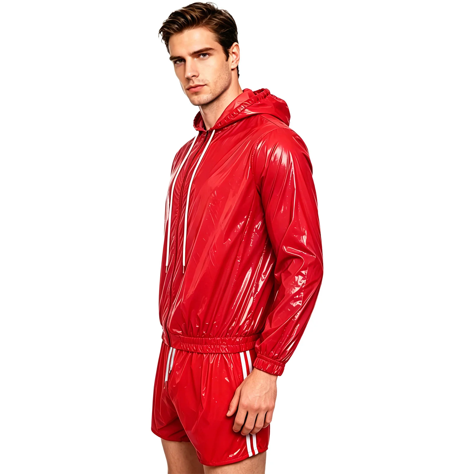 Men's Glossy Waterproof Tracksuit Sweat Outfit Long Sleeve Zipper Hooded Jacket+Boxer Shorts Gym Workout Sportswear Swimwear
Men's Glossy Waterproof Tracksuit Sweat Outfit Long Sleeve Zipper Hooded Jacket+Boxer Shorts Gym Workout Sportswear Swimwear