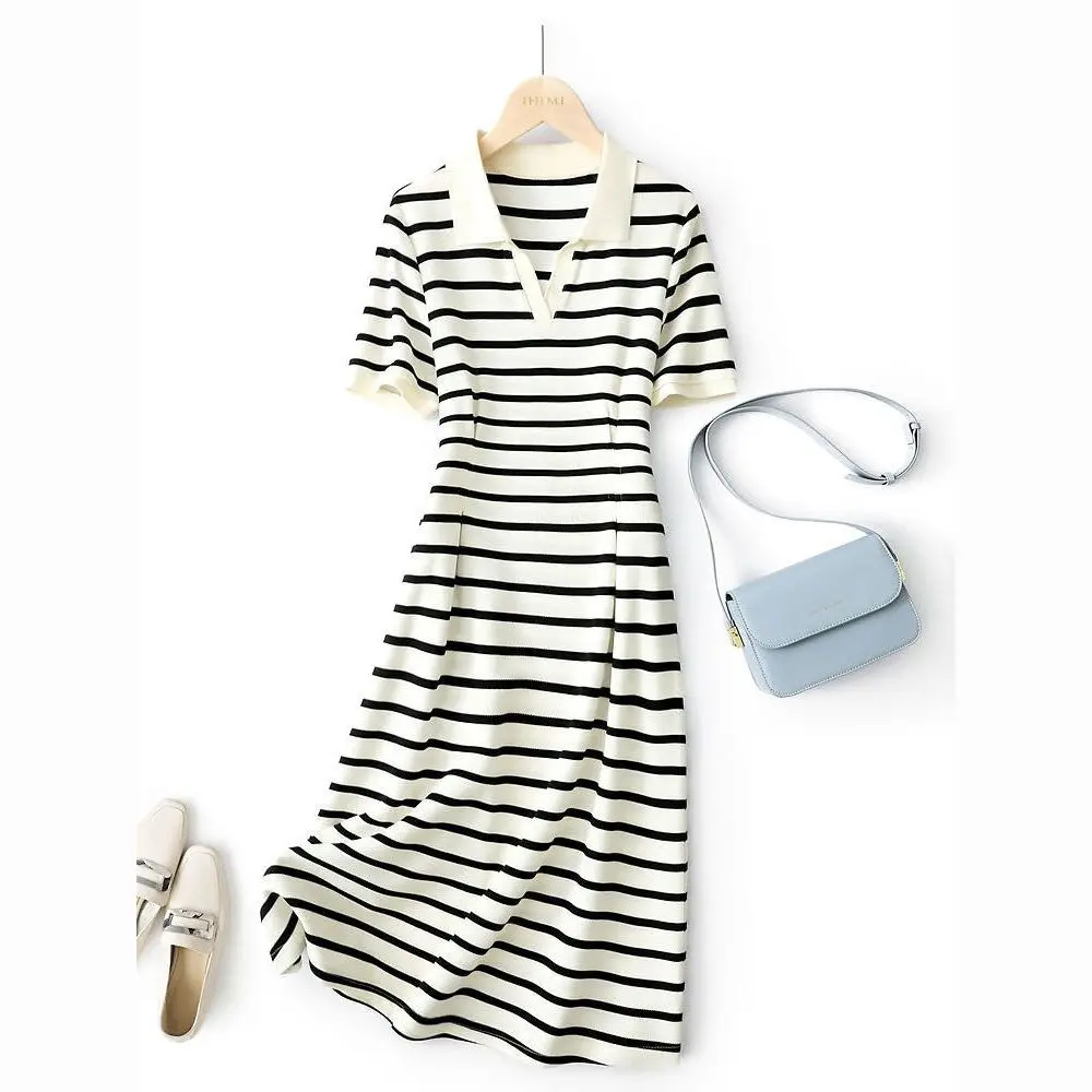 Women 2024 Summer Fashion Short Sleeve Striped POLO Dress Female Long A-line Dresses Ladies New Loose Casual Vestidos V35
Women 2024 Summer Fashion Short Sleeve Striped POLO Dress Female Long A-line Dresses Ladies New Loose Casual Vestidos V35