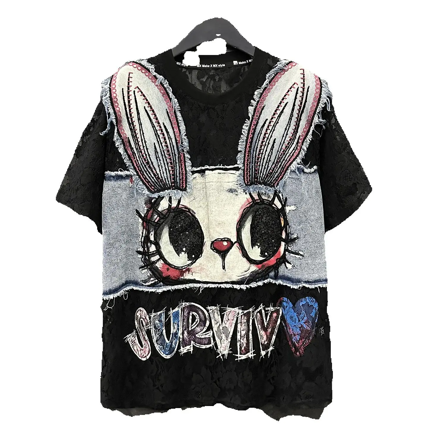 Trendy Cartoon Bunny Embroidery Short Sleeve T-shirt 2025 New Summer All-match Hollow Out Lace Basic Shirt Mid-long Pullover Top
Trendy Cartoon Bunny Embroidery Short Sleeve T-shirt 2025 New Summer All-match Hollow Out Lace Basic Shirt Mid-long Pullover Top
