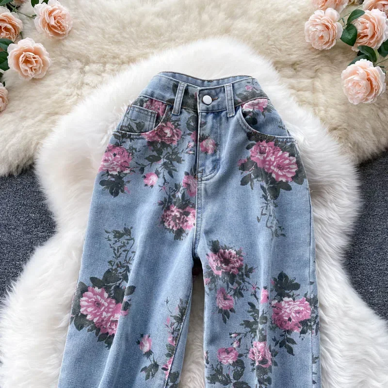 New Rose Flower Print Blue Jeans Women Straight Long Denim Trousers Elegant Summer&Autumn Women Pants Y2k Baggy Wide Leg Jeans
New Rose Flower Print Blue Jeans Women Straight Long Denim Trousers Elegant Summer&Autumn Women Pants Y2k Baggy Wide Leg Jeans
