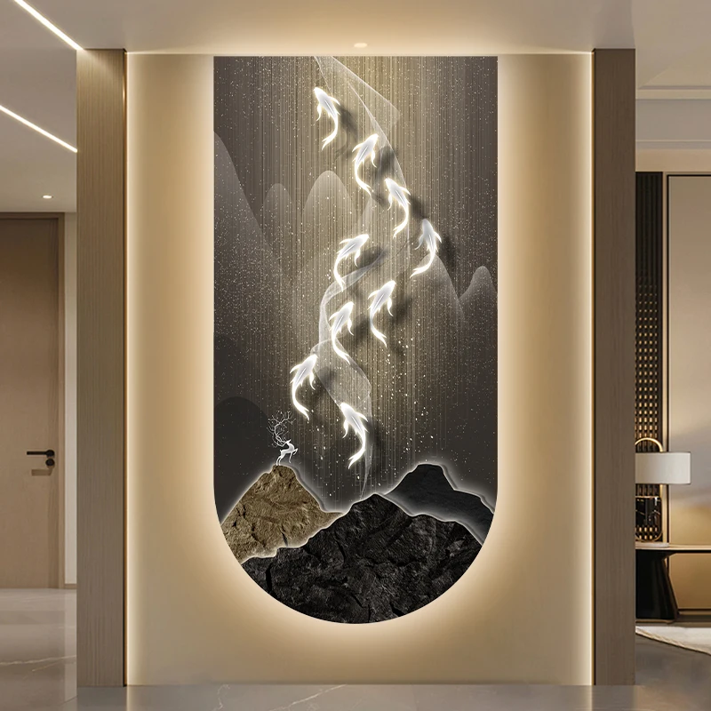 Modern Nine Fish LED Mural Light - Background Wall Hanging Decor with 3D Artistic Design for Living Room & Entrance Hall Spaces
Modern Nine Fish LED Mural Light - Background Wall Hanging Decor with 3D Artistic Design for Living Room & Entrance Hall Spaces