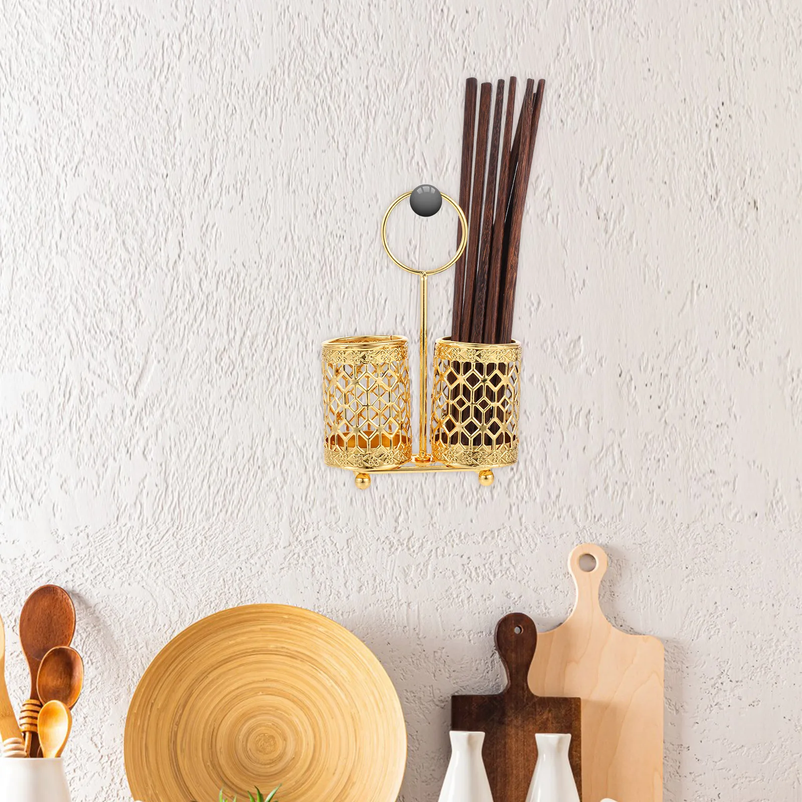 Wall-mounted Chopsticks Rest Utensil Drainer Golden Iron Silverware Drying Basket
Wall-mounted Chopsticks Rest Utensil Drainer Golden Iron Silverware Drying Basket