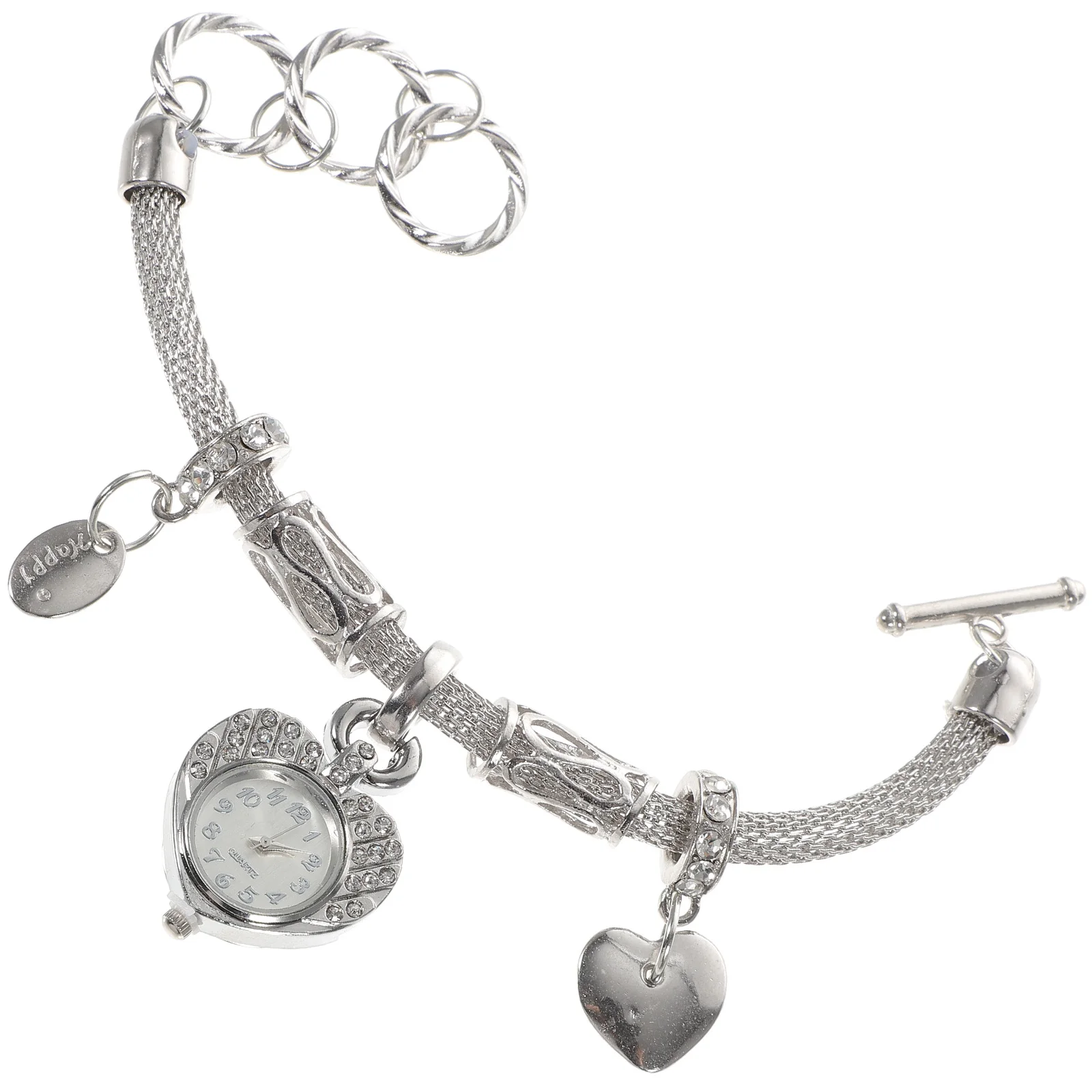 1pc Diamond Heart Women Bracelet Silver Alloy Fashion Women Bracelet With Watch Rinestone Wrist Decor Quartz Watches
1pc Diamond Heart Women Bracelet Silver Alloy Fashion Women Bracelet With Watch Rinestone Wrist Decor Quartz Watches