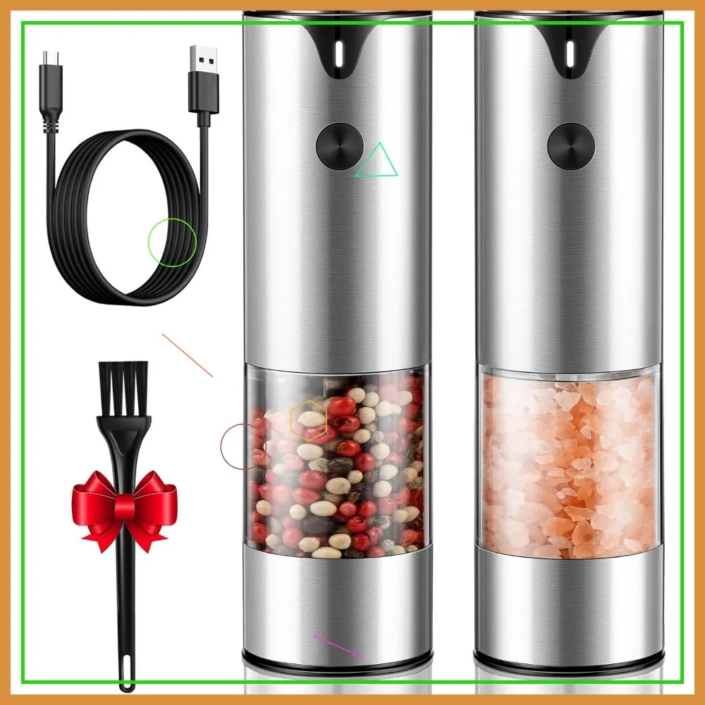 Large Capacity Rechargeable Electric Salt and Pepper Grinder Set with Adjustable Coarseness and LED Light
Large Capacity Rechargeable Electric Salt and Pepper Grinder Set with Adjustable Coarseness and LED Light