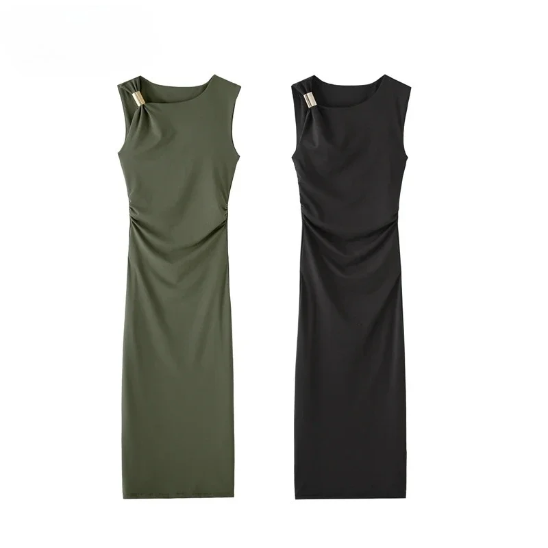 Summer New Pleated Long Dress Woman Black Sleeveless Midi Dresses Women Draped Dresses Woman Holiday Beach Women Vestidos
Summer New Pleated Long Dress Woman Black Sleeveless Midi Dresses Women Draped Dresses Woman Holiday Beach Women Vestidos