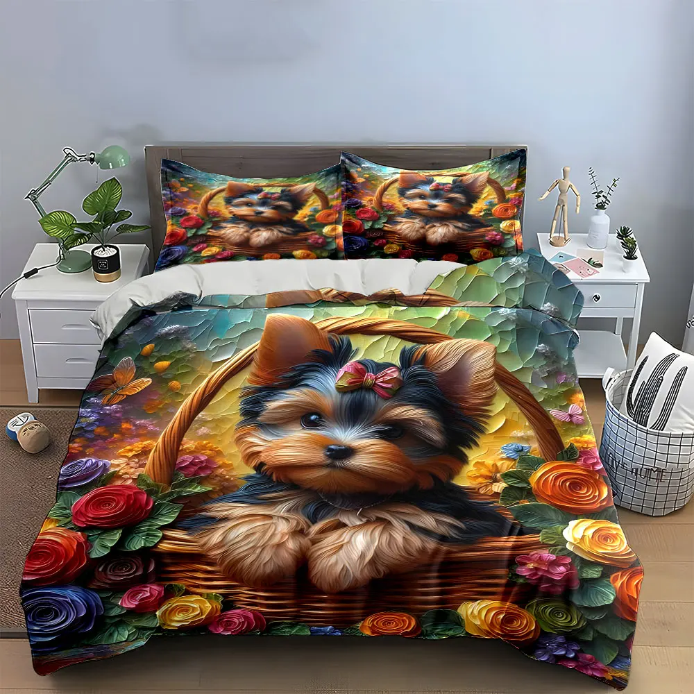 "Colorful Floral Puppy Basket Decor" Soft Comfortable Duvet Cover Bedding Set Included 1*Duvet Cover & 2*Pillowcases, gift
"Colorful Floral Puppy Basket Decor" Soft Comfortable Duvet Cover Bedding Set Included 1*Duvet Cover & 2*Pillowcases, gift