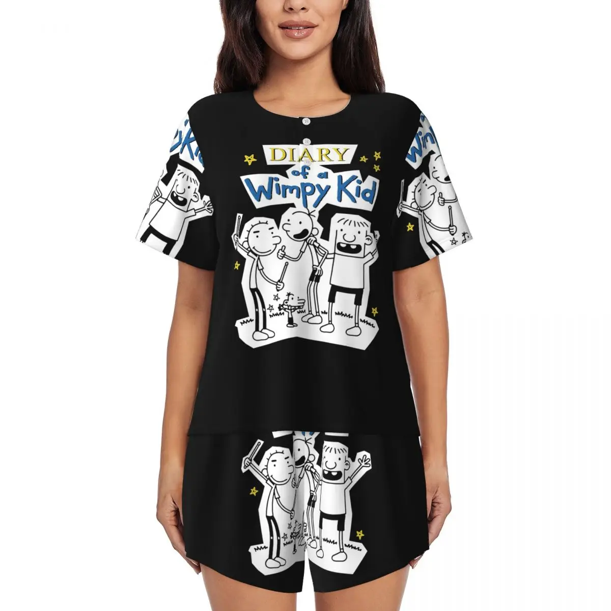 Diary Of A Wimpy Kid Wimpy Kid Group Round Neck Short Sleeves Nightdress for Sleeping Women Loose Pajama Set Short Pants
Diary Of A Wimpy Kid Wimpy Kid Group Round Neck Short Sleeves Nightdress for Sleeping Women Loose Pajama Set Short Pants
