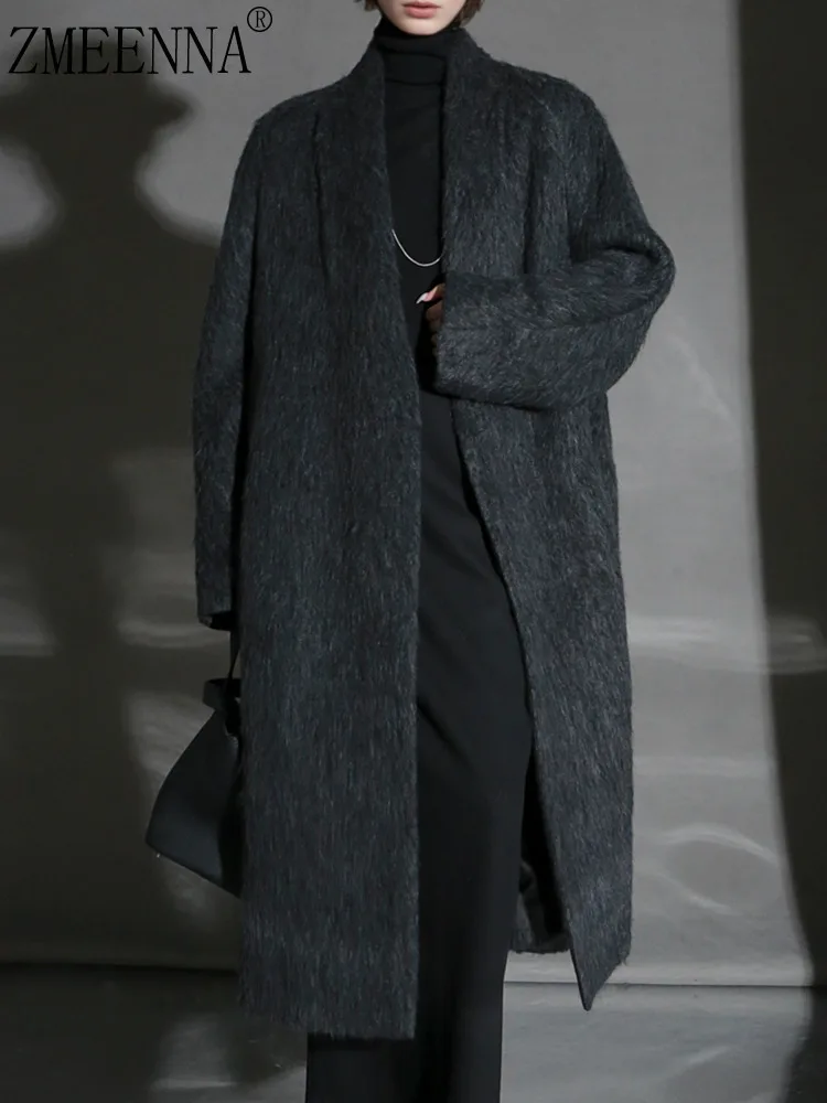 ZMEENNA Womens Maxi Wool Blend Coat Fuzzy Texture Oversized Fit Waterfall Collar Long Open Front Winter Outerwear ZM4530
ZMEENNA Womens Maxi Wool Blend Coat Fuzzy Texture Oversized Fit Waterfall Collar Long Open Front Winter Outerwear ZM4530