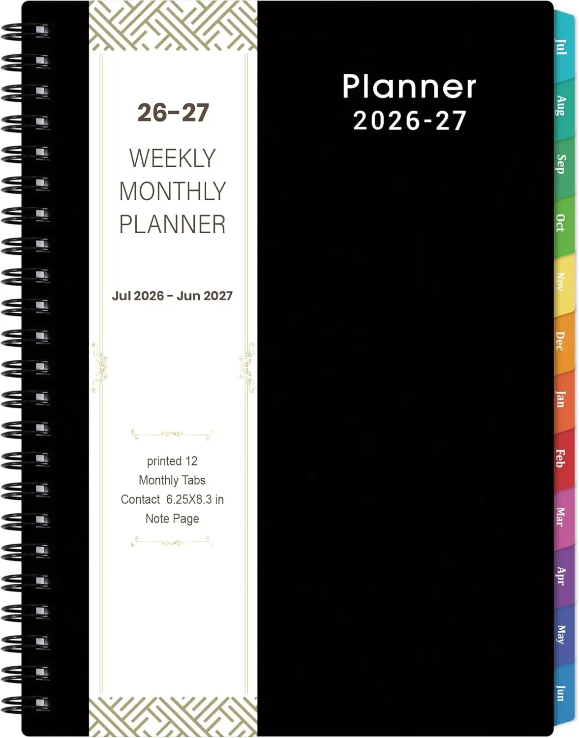 2026-2027 Weekly & Monthly Planner, July 2026-June 2027, 6.25x8.3 in, Flexible Cover, Twin-Wire Binding, Black
2026-2027 Weekly & Monthly Planner, July 2026-June 2027, 6.25x8.3 in, Flexible Cover, Twin-Wire Binding, Black