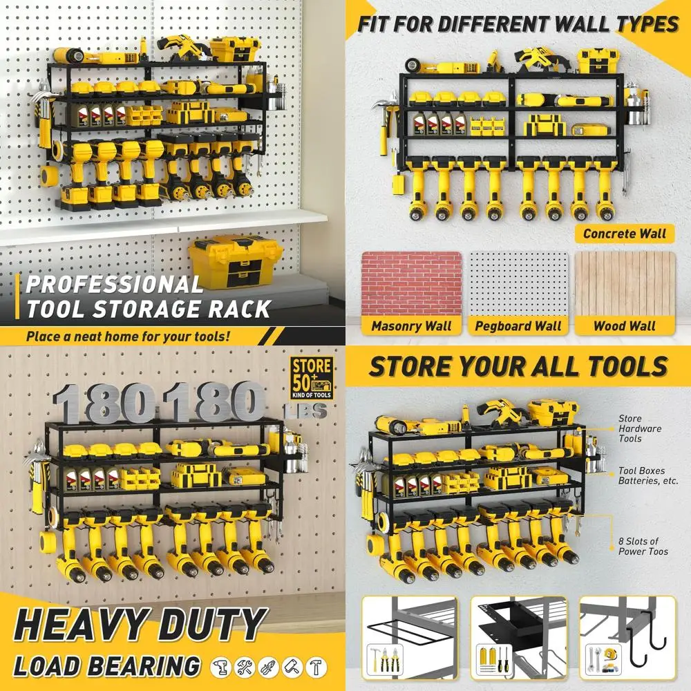 Органайзер для электроинструментов Настенное крепление Chrisas Gits или athers Dad, 4-слойная сверхпрочная металлическая организация гаража Нагрузки на 360 фунтов с 8 слотами
Органайзер для электроинструментов Настенное крепление Chrisas Gits или athers Dad, 4-слойная сверхпрочная металлическая организация гаража Нагрузки на 360 фунтов с 8 слотами