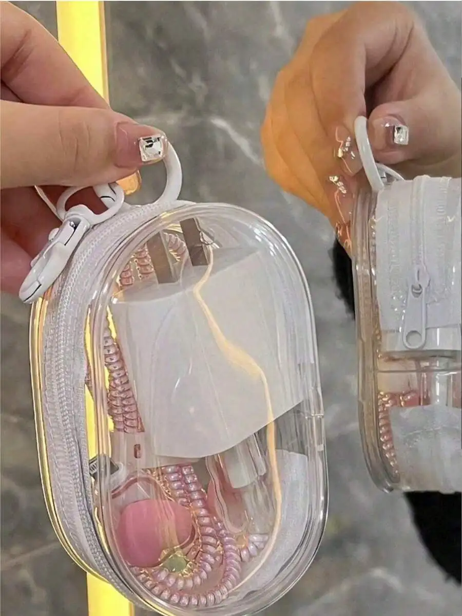 Transparent Mini Zipper Storage Bag With Keychain For Earphones Charger Cables Electronics
Transparent Mini Zipper Storage Bag With Keychain For Earphones Charger Cables Electronics