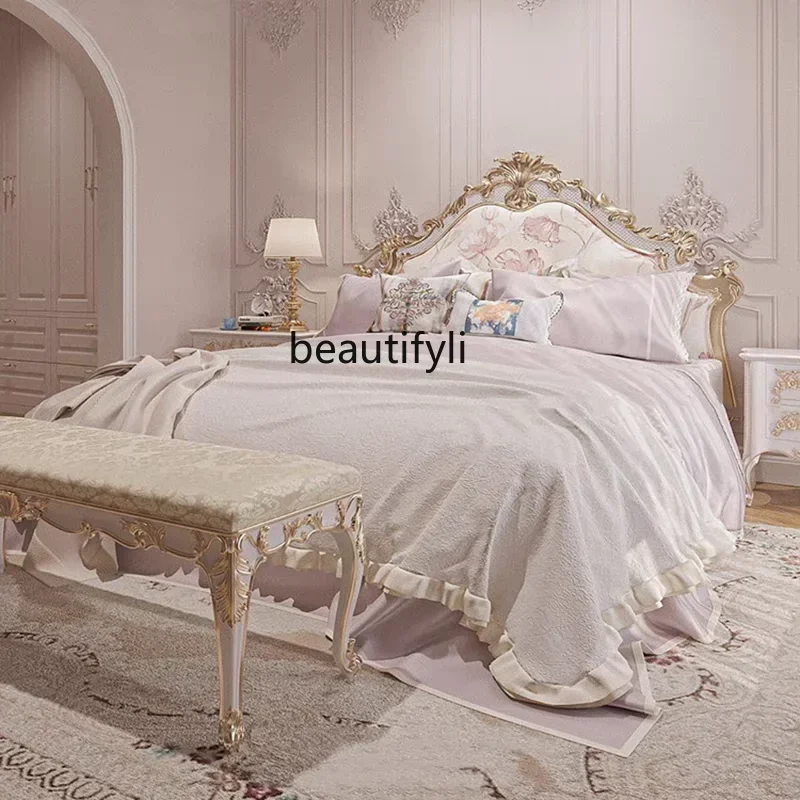 SS ss7486 French light luxury romantic princess bed, European solid wood bed, cream-colored carving, master bedroom solid wood b
SS ss7486 French light luxury romantic princess bed, European solid wood bed, cream-colored carving, master bedroom solid wood b