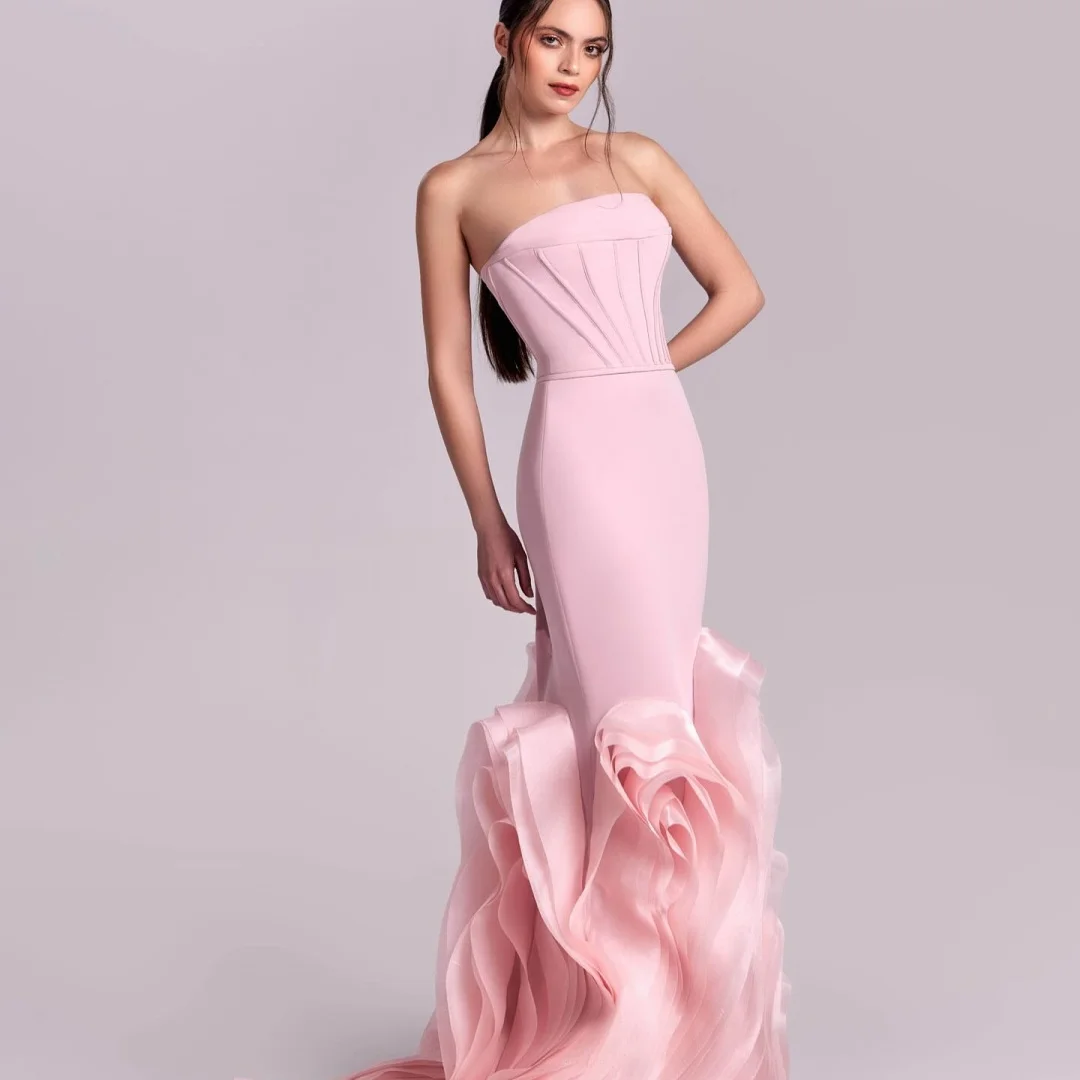 Customized High Quality Organza Straight Tiered Evening Dresses Strapless Sleeveless Zipper Back Panel Train Party Dress
Customized High Quality Organza Straight Tiered Evening Dresses Strapless Sleeveless Zipper Back Panel Train Party Dress