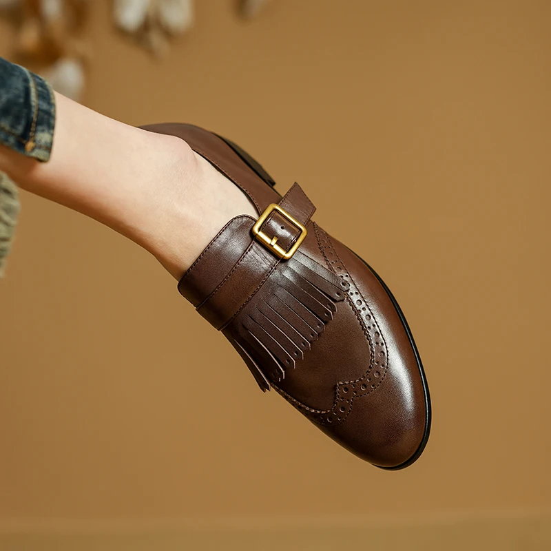 Woman Flats Spring Trend Buckle Loafers Real Leather Round Toe Women Brogue Shoes Slip-On Fringe Loafers Handmade Vintage Shoes
Woman Flats Spring Trend Buckle Loafers Real Leather Round Toe Women Brogue Shoes Slip-On Fringe Loafers Handmade Vintage Shoes