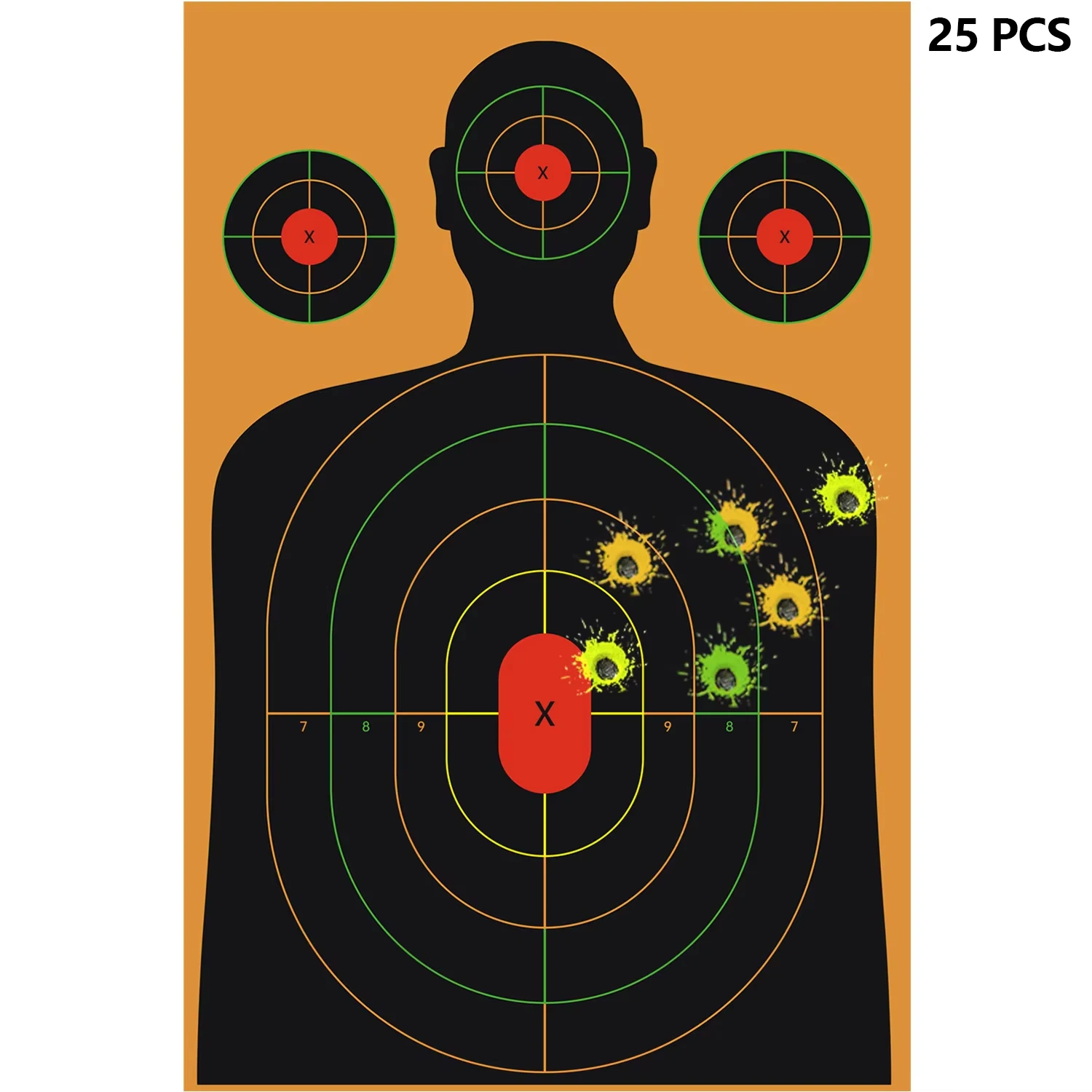 25pcs Silhouette Splatter Paper Targets-Splash Effect of Multiple Colors12x18 In for Gun,Rifle,Pistol,AirSoft BB Gun,Pellet Gun
25pcs Silhouette Splatter Paper Targets-Splash Effect of Multiple Colors12x18 In for Gun,Rifle,Pistol,AirSoft BB Gun,Pellet Gun