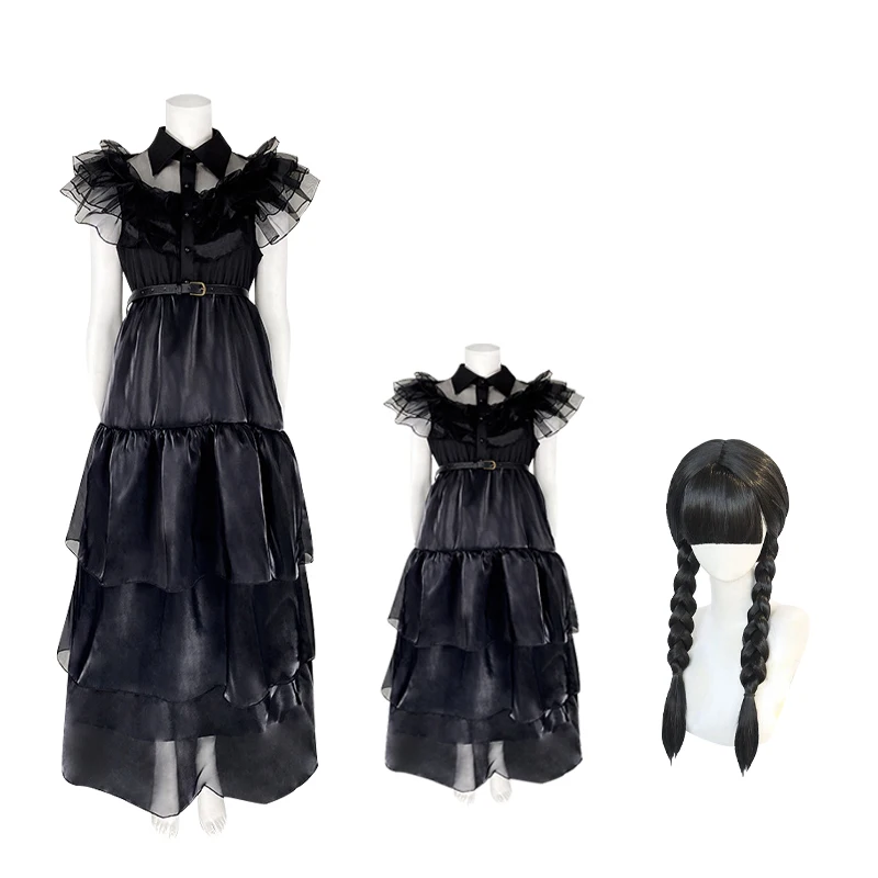 Movie Wednesday Family Addams Black Dress Cosplay Costume Ball Dress for Women Kids Children Outfits Halloween Party Roleplay
Movie Wednesday Family Addams Black Dress Cosplay Costume Ball Dress for Women Kids Children Outfits Halloween Party Roleplay