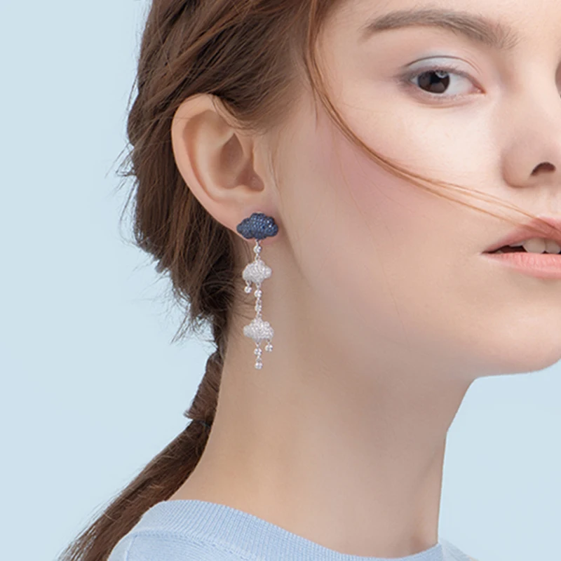 925 sterling silver Pave zirconia clouds tassel earrings for women long fresh blue ear studs creative luxury designer jewelry
925 sterling silver Pave zirconia clouds tassel earrings for women long fresh blue ear studs creative luxury designer jewelry