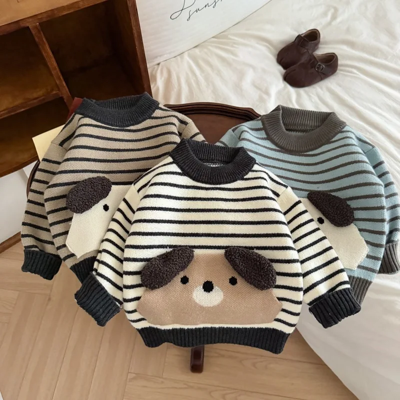 Lovely Cartoon Dog Pattern Children Fall Pullover Striped Knitted Sweater Kids Clothes 1-8 Year Baby Boy Jumper Clothing IY12073
Lovely Cartoon Dog Pattern Children Fall Pullover Striped Knitted Sweater Kids Clothes 1-8 Year Baby Boy Jumper Clothing IY12073
