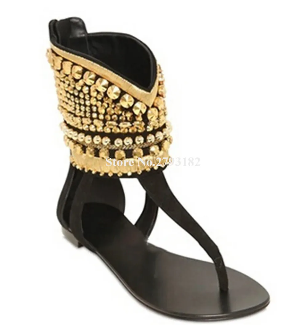 Women Summer Hotsale Clip Toe Ankle Wrap Gold Spike Flat Sandals Zipper-up Rivet Gladiator Sandals Fashion Beach Shoes
Women Summer Hotsale Clip Toe Ankle Wrap Gold Spike Flat Sandals Zipper-up Rivet Gladiator Sandals Fashion Beach Shoes