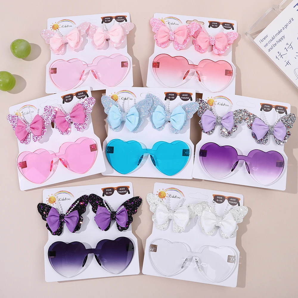 Fashion Sparkling Butterfly Hair Clipe Heart Shape Sunglasses Set Hair Accessories Wave Point Kids Hairgripes Girls Headwear
Fashion Sparkling Butterfly Hair Clipe Heart Shape Sunglasses Set Hair Accessories Wave Point Kids Hairgripes Girls Headwear