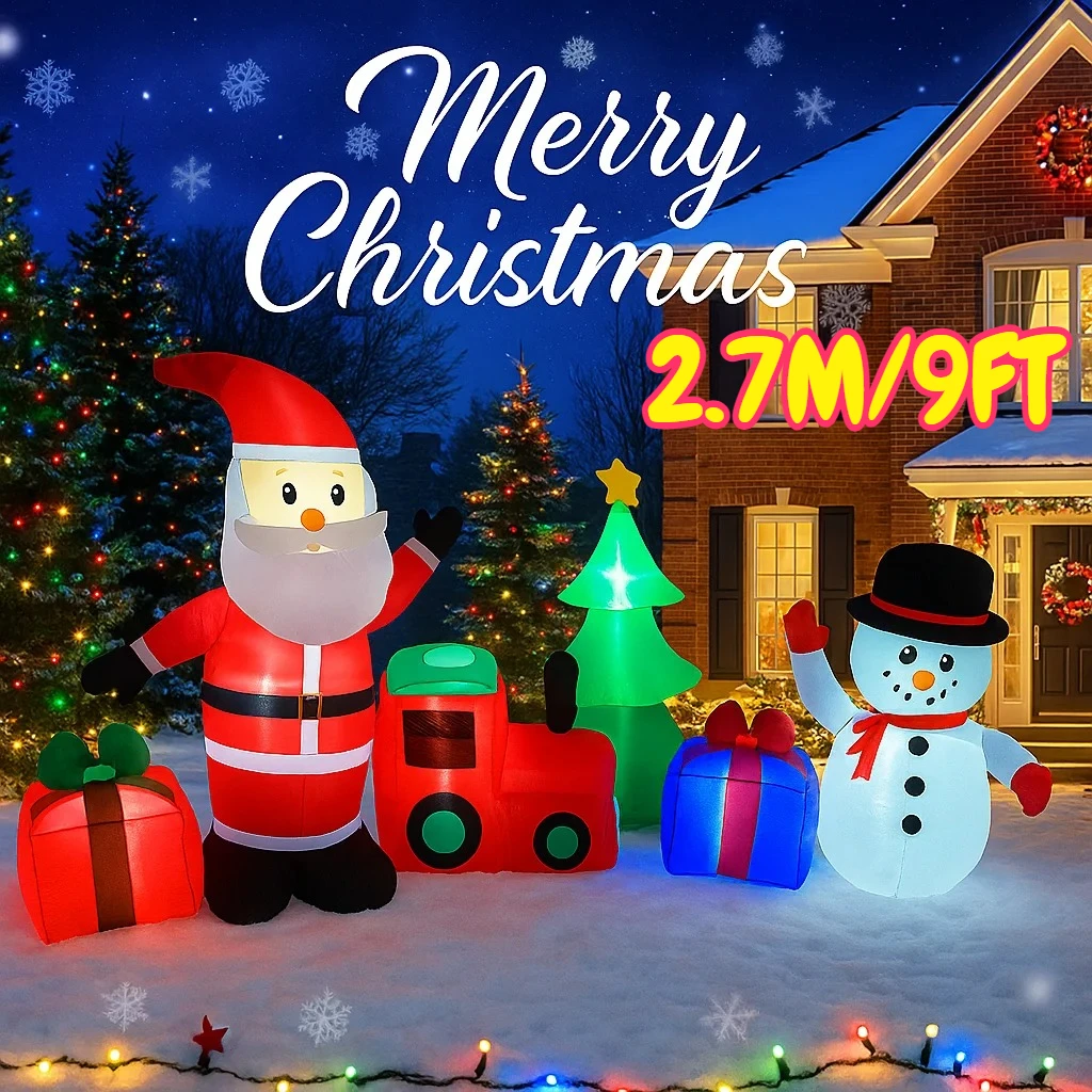 2.7M/9FT Christmas Santa Claus Snowman Train Gift Tree Decorations Home Inflatable Toy with LED Lights Yard Xmas Ornaments Decor
2.7M/9FT Christmas Santa Claus Snowman Train Gift Tree Decorations Home Inflatable Toy with LED Lights Yard Xmas Ornaments Decor