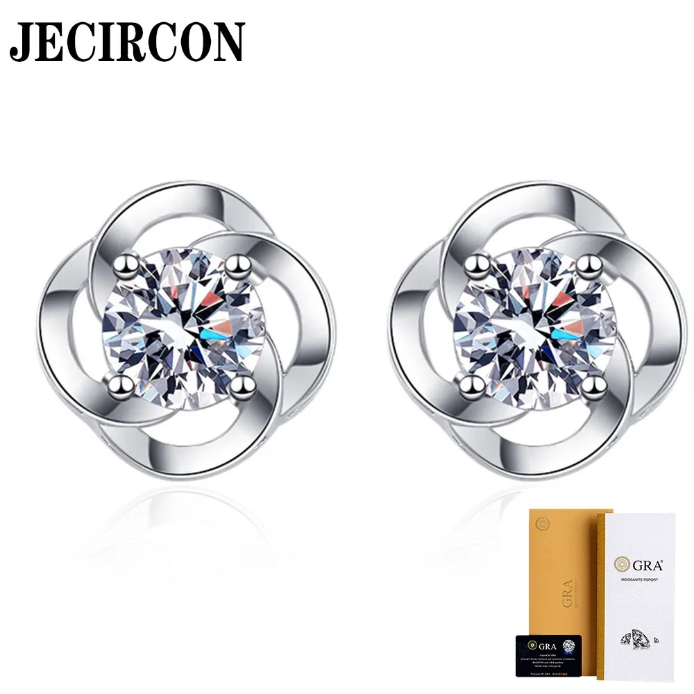JECIRCON 925 Sterling Silver Moissanite Earrings for Women 0.5 Carat Simple 4-claw Flower Ear Studs GRA Certified Trendy Jewelry
JECIRCON 925 Sterling Silver Moissanite Earrings for Women 0.5 Carat Simple 4-claw Flower Ear Studs GRA Certified Trendy Jewelry