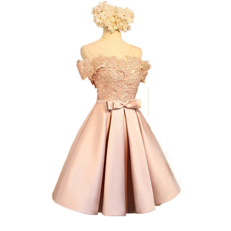 Reject Return M137 Short Satin Dress With Lace Decoration Gold Red Sliver Grey Pink Bridesmaid Dresses Backless Formal Gowns
Reject Return M137 Short Satin Dress With Lace Decoration Gold Red Sliver Grey Pink Bridesmaid Dresses Backless Formal Gowns