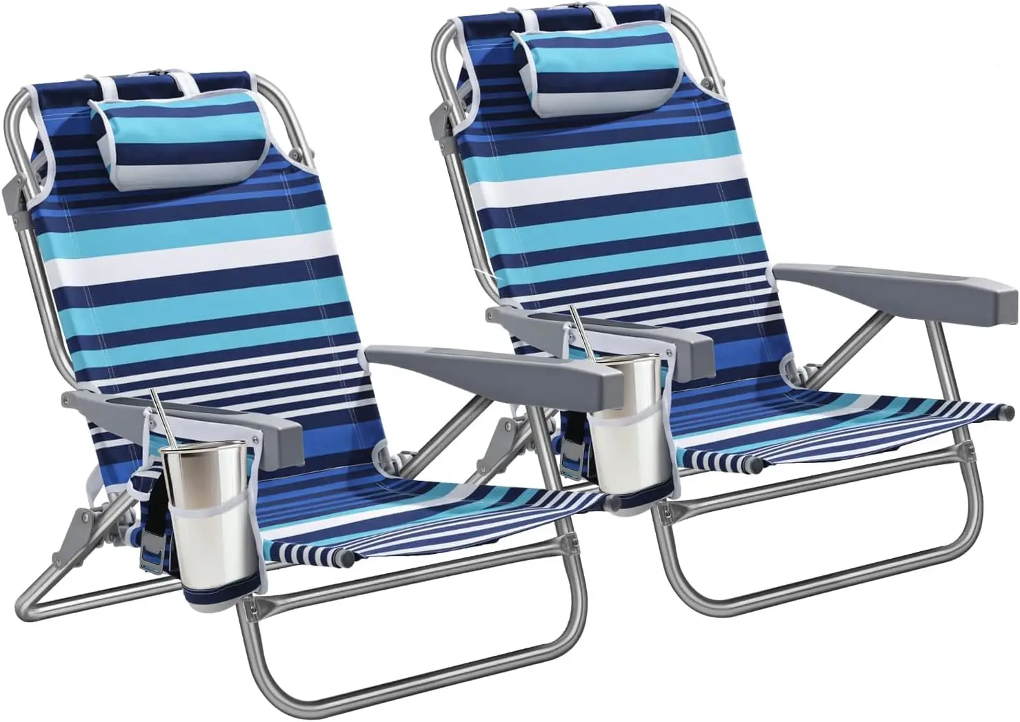 5-Position Aluminum Lay Flat Backpack Beach Chair 2 Pack, Compact Portable Low Beach Chairs for Adults, Beach Chair with Cooler
5-Position Aluminum Lay Flat Backpack Beach Chair 2 Pack, Compact Portable Low Beach Chairs for Adults, Beach Chair with Cooler