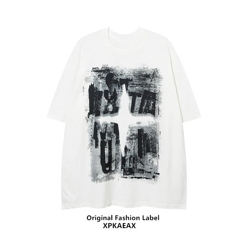 Original Trendy Brand European and American Style High Street Dark Short-sleeved Ruffian Handsome Lazy Style Oversize Top 
Original Trendy Brand European and American Style High Street Dark Short-sleeved Ruffian Handsome Lazy Style Oversize Top