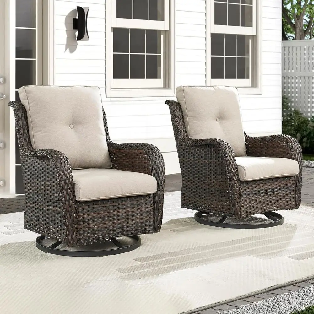 Outdoor Swivel Rocker Patio Chairs-Wicker Patio Swivel Chairs Set o 2 PE Rattan Patio urniture or Porch Deck Balcony Garden-Brow
Outdoor Swivel Rocker Patio Chairs-Wicker Patio Swivel Chairs Set o 2 PE Rattan Patio urniture or Porch Deck Balcony Garden-Brow