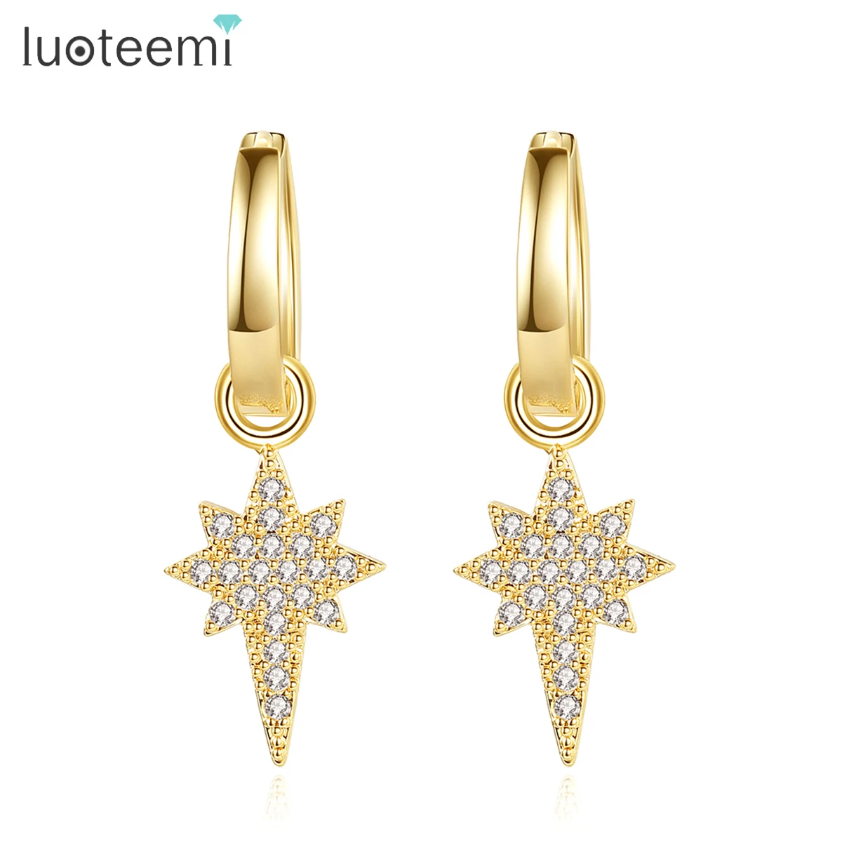 LUOTEEMI Trendy Gold Color Cross Hoop Earrings for Women Shinning Stars CZ Girl Party Accessories pendientes oro For Man Gifts
LUOTEEMI Trendy Gold Color Cross Hoop Earrings for Women Shinning Stars CZ Girl Party Accessories pendientes oro For Man Gifts