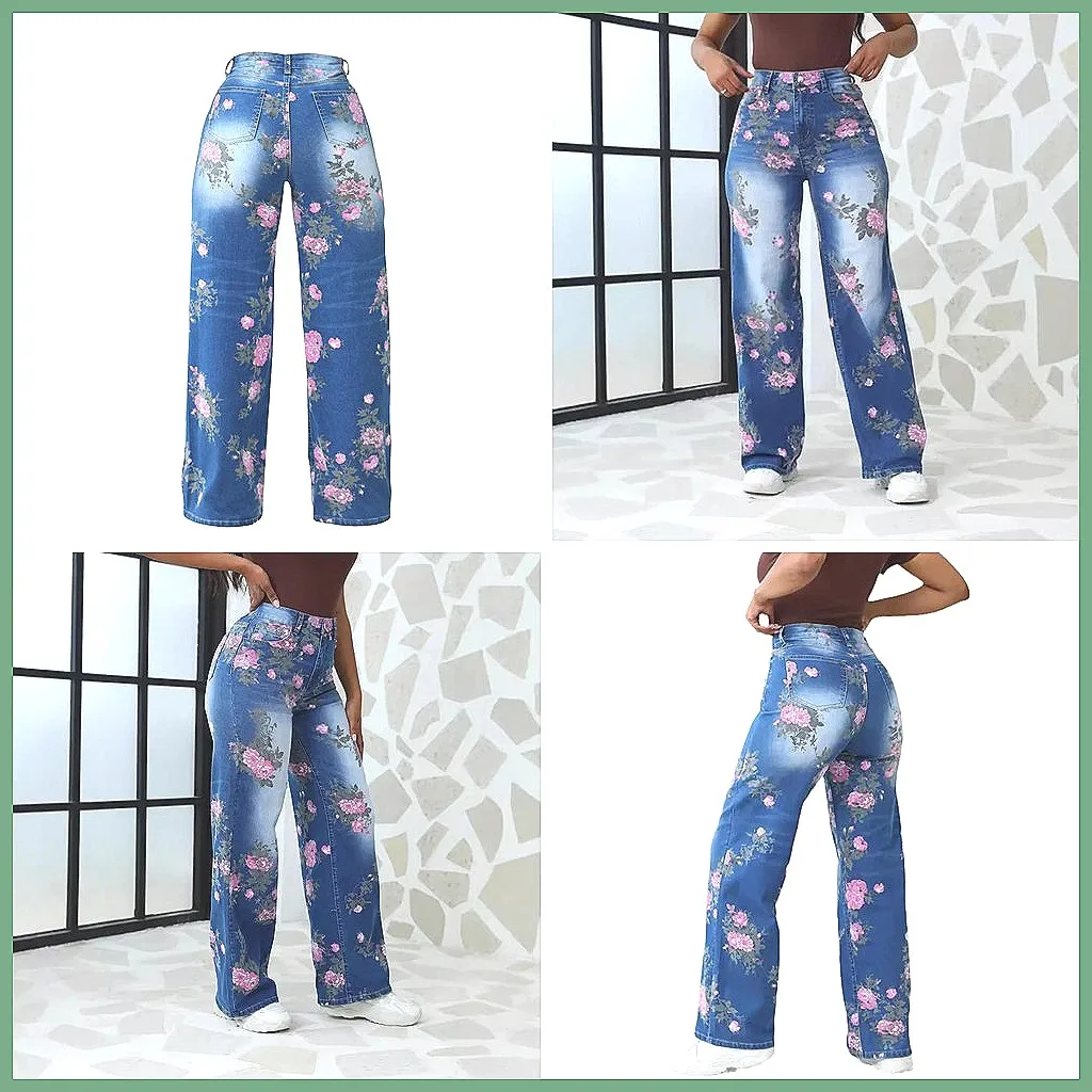 Women's Floral Printed High Waisted Wide Leg Jeans | Stretch Comfort | Butterfly Fashion Baggy Pants
Women's Floral Printed High Waisted Wide Leg Jeans | Stretch Comfort | Butterfly Fashion Baggy Pants