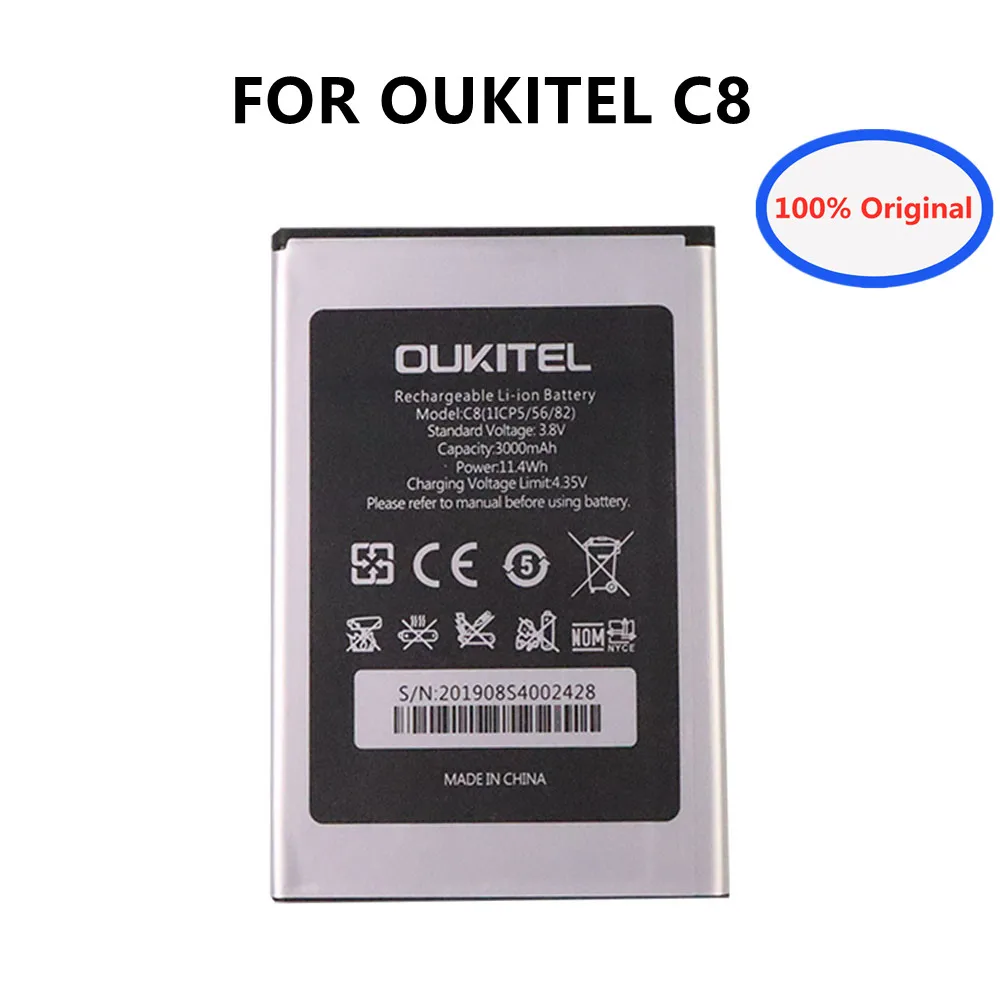 Новинка 100% оригинальный C8 аккумулятор 3000 мАч для Oukitel C8 C 8 аккумуляторы для мобильных телефонов Аккумулятор
Новинка 100% оригинальный C8 аккумулятор 3000 мАч для Oukitel C8 C 8 аккумуляторы для мобильных телефонов Аккумулятор
