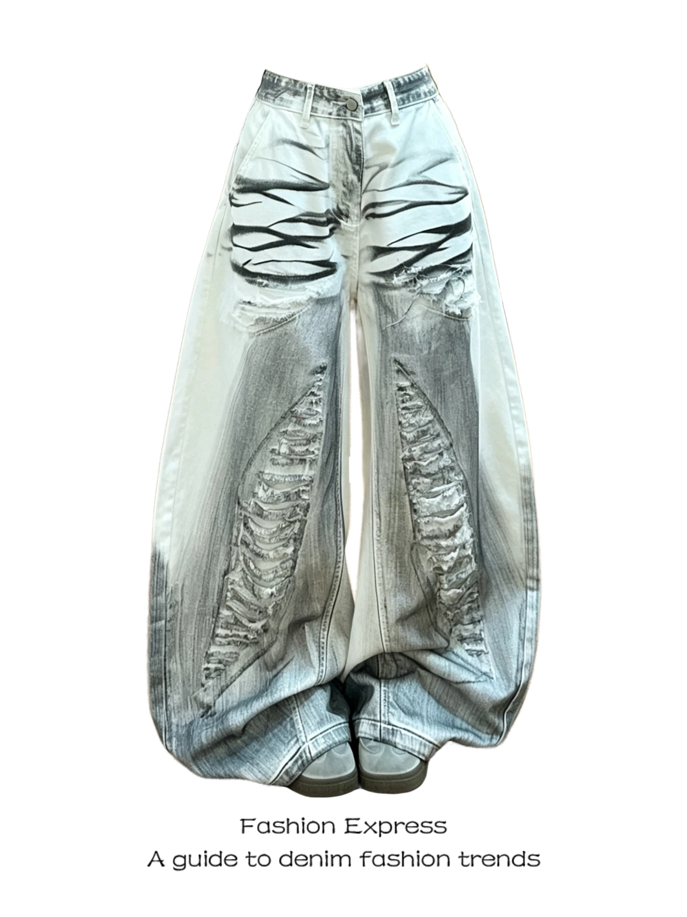 Trendy Ripped Denim Jeans Women's Summer 2026 New Wasteland Style Dirt Dyeing Old White Wide Leg Pants High Waist Jeans
Trendy Ripped Denim Jeans Women's Summer 2026 New Wasteland Style Dirt Dyeing Old White Wide Leg Pants High Waist Jeans