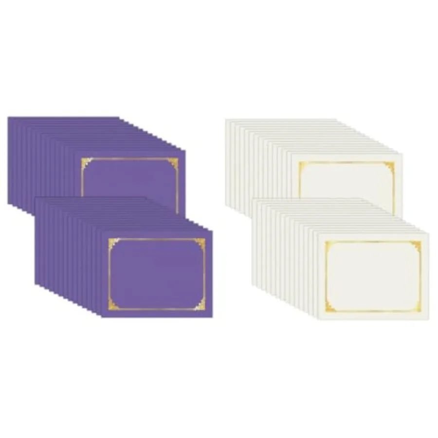 30 Pack Purple Certificate Holders and 30 Pack White Certificate Folders with Gold Foil Border for Letter Size 8.5x11
30 Pack Purple Certificate Holders and 30 Pack White Certificate Folders with Gold Foil Border for Letter Size 8.5x11