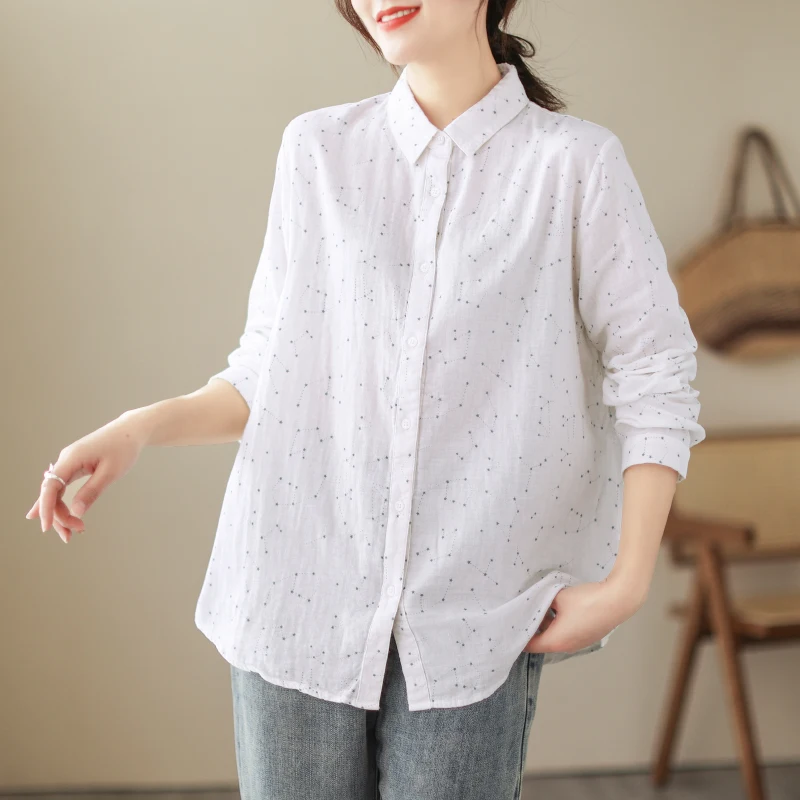 2023 Spring Summer Vintage Dot Cotton Linen Blouse Shirt Ladies Women Casual Loose Blouses Elegant Tops Blusas
2023 Spring Summer Vintage Dot Cotton Linen Blouse Shirt Ladies Women Casual Loose Blouses Elegant Tops Blusas