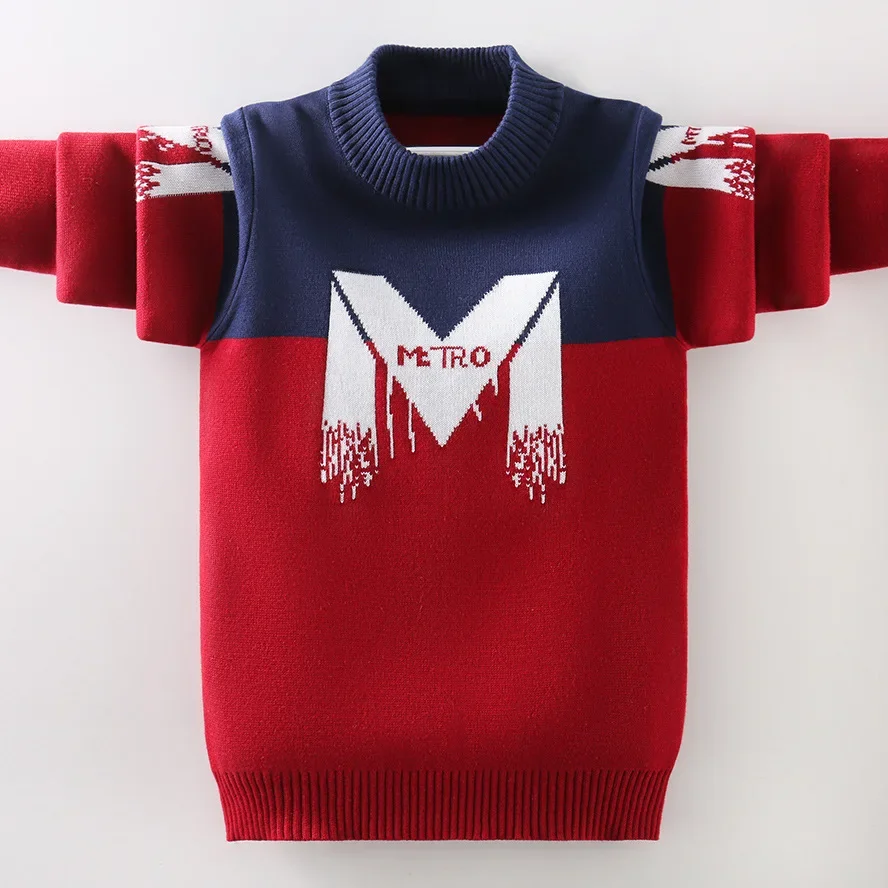 Boys Sweater Autumn Winter Warm Children Knitted Pullovers Tops Teenage Clothes Fashion Letter Color Patchwork Kids Sweaters
Boys Sweater Autumn Winter Warm Children Knitted Pullovers Tops Teenage Clothes Fashion Letter Color Patchwork Kids Sweaters