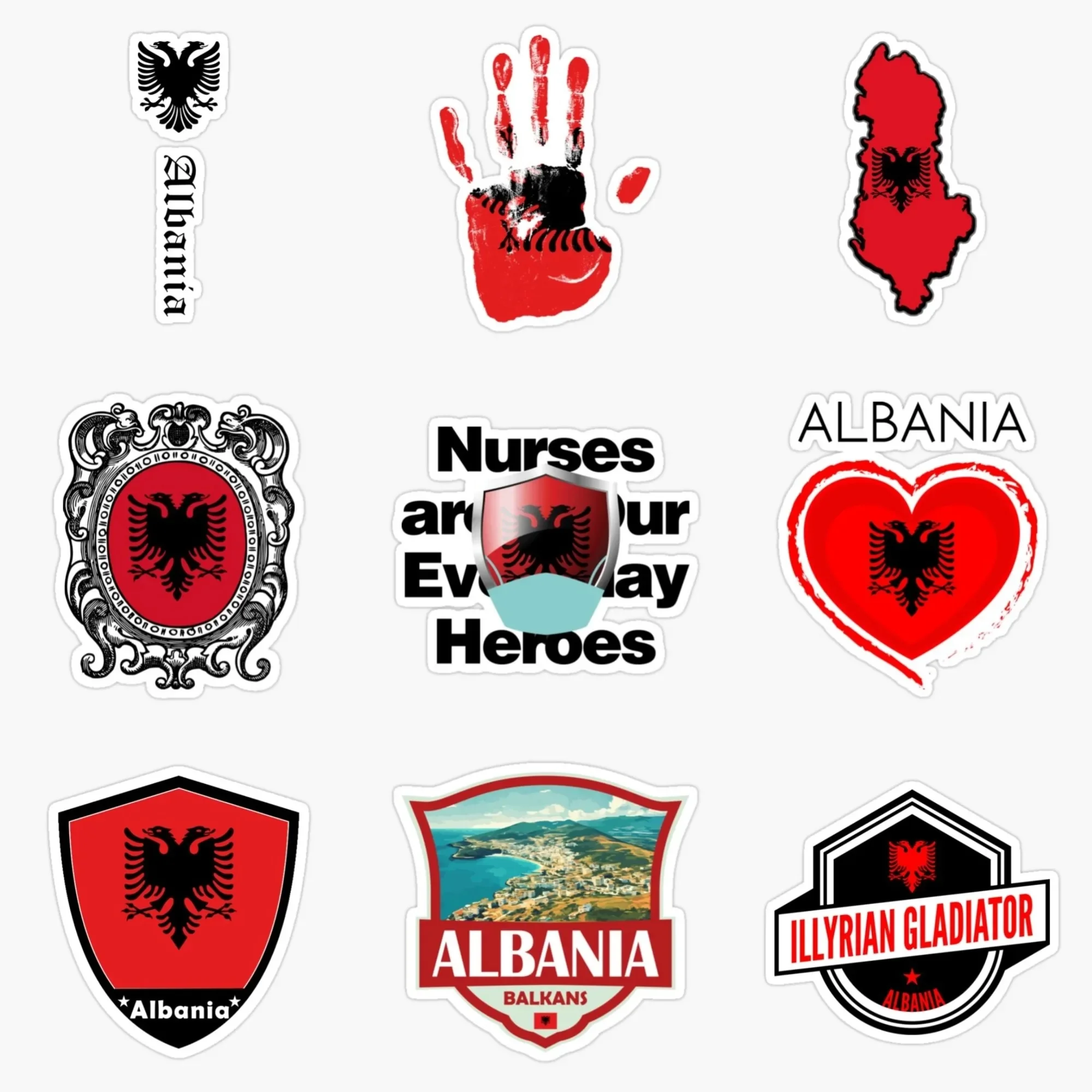 AL Albania Flag Map National Emblem Eagle Creative PVC Sticker for Decorate Car Van Wall Truck Window Fridge Decal Accessories
AL Albania Flag Map National Emblem Eagle Creative PVC Sticker for Decorate Car Van Wall Truck Window Fridge Decal Accessories
