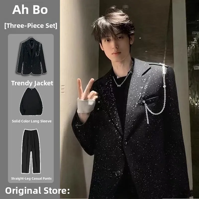Casual Pendant Design Men's Suit Set Spring Autumn New Style Double Slit Standard Fit Polyester Fiber Youth Trend
Casual Pendant Design Men's Suit Set Spring Autumn New Style Double Slit Standard Fit Polyester Fiber Youth Trend