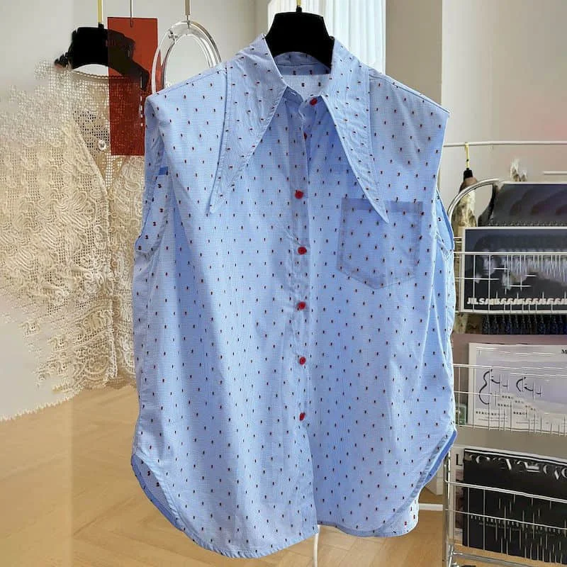 Vests Polo-neck Casual Korean Style Crop Tops Single-breasted Design Shirts Classy Aesthetic 2026 Summer Wear Women Clothing
Vests Polo-neck Casual Korean Style Crop Tops Single-breasted Design Shirts Classy Aesthetic 2026 Summer Wear Women Clothing