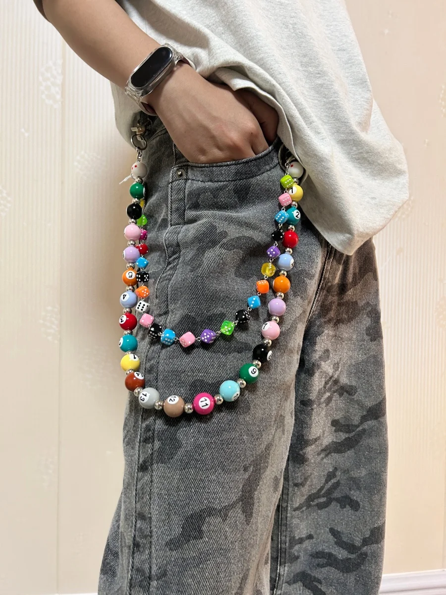 Original DIY Colorful Dice Billiards Chain For Pants Fashionable Men And Women Accessories Y2K Style Multi-Functional Keychain
Original DIY Colorful Dice Billiards Chain For Pants Fashionable Men And Women Accessories Y2K Style Multi-Functional Keychain